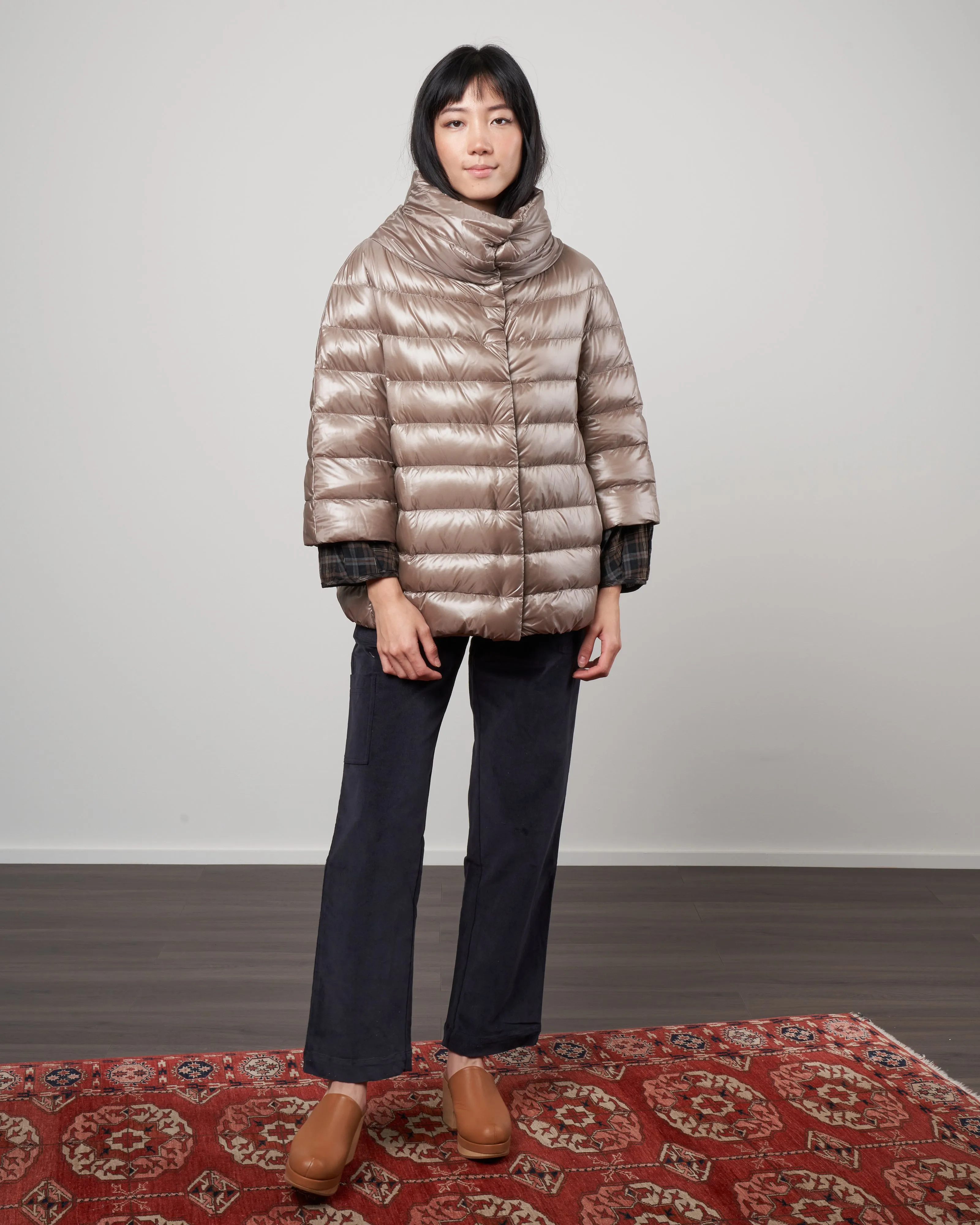 iconico 3/4 sleeve hip length coat - 2600 taupe