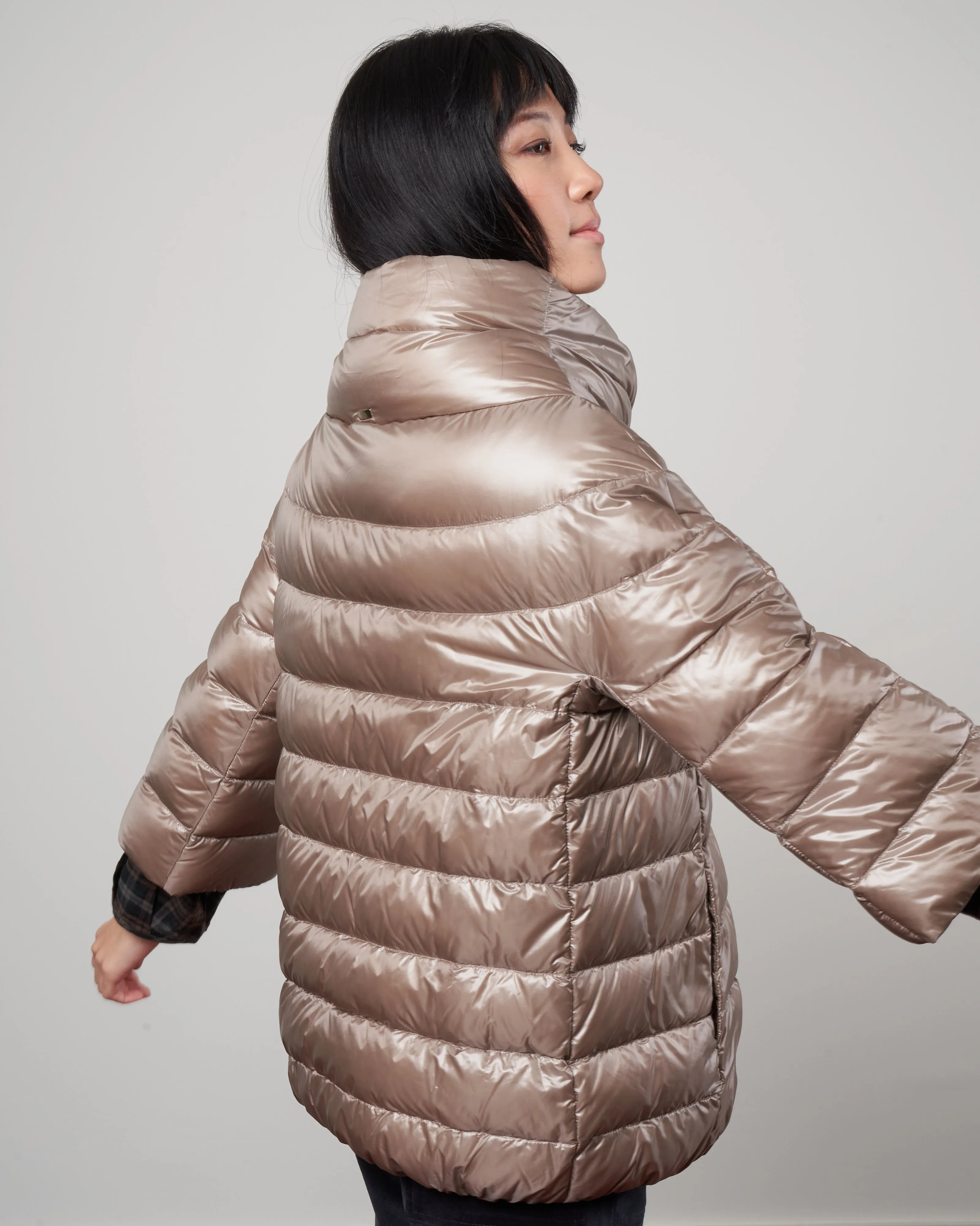 iconico 3/4 sleeve hip length coat - 2600 taupe