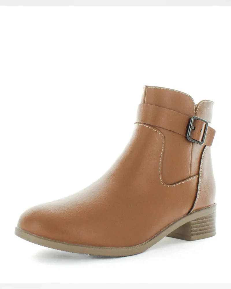 Just Bee Carabel Tan Leather Ankle Boots
