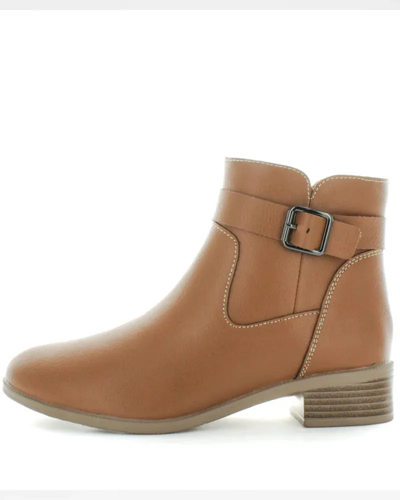 Just Bee Carabel Tan Leather Ankle Boots