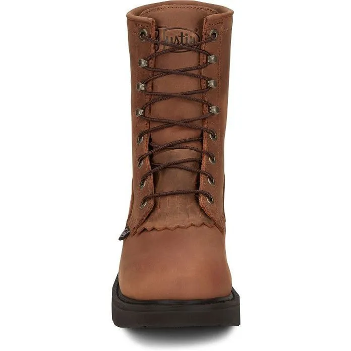 Justin Men's Livestock 8" WP Lace Up Western Work Boot -Brown- OW604