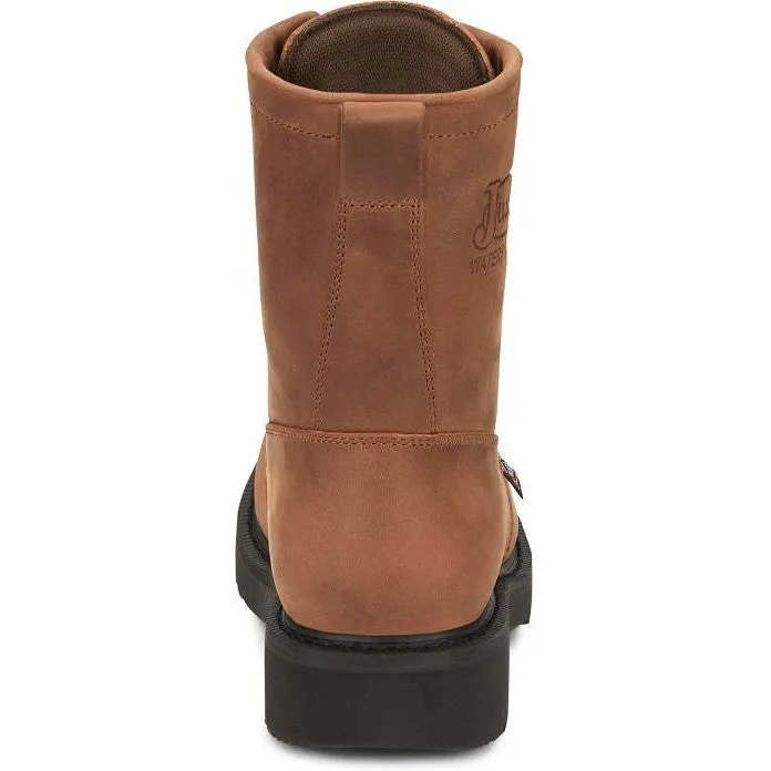 Justin Men's Livestock 8" WP Lace Up Western Work Boot -Brown- OW604