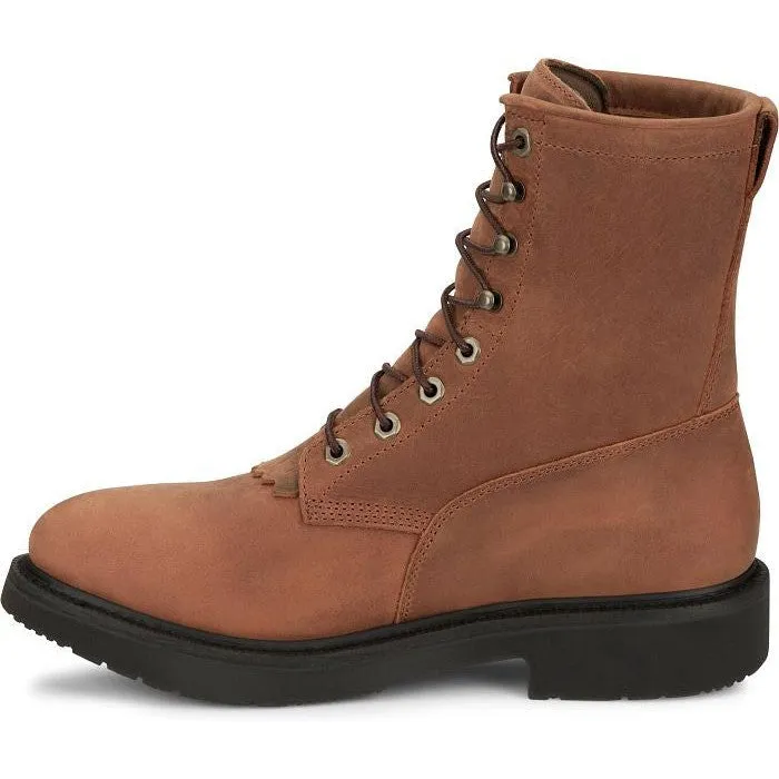 Justin Men's Livestock 8" WP Lace Up Western Work Boot -Brown- OW604