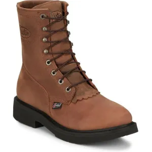 Justin Men's Livestock 8" WP Lace Up Western Work Boot -Brown- OW604