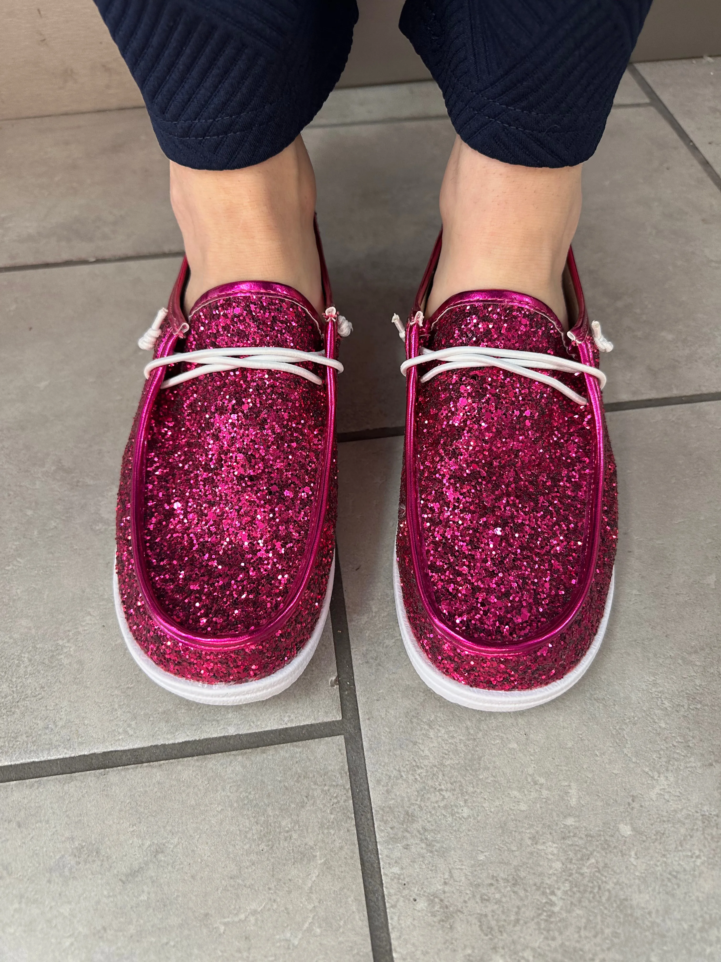 Kayak Sneakers Glitter: Fuchsia