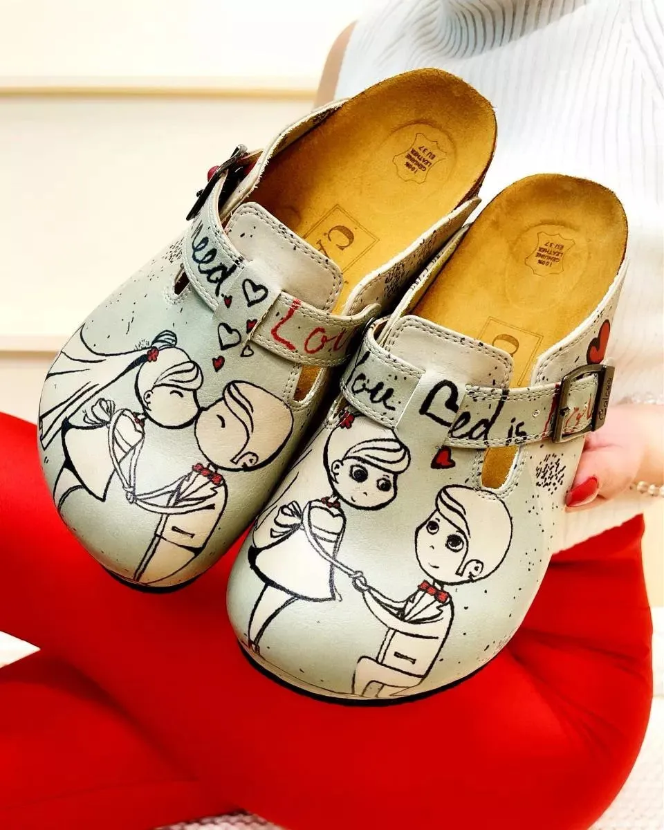Light Blue & Red Buckle-Accent 'All You Need Is Love' Clogs - CAL3406