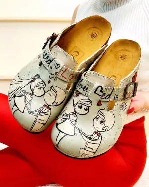 Light Blue & Red Buckle-Accent 'All You Need Is Love' Clogs - CAL3406