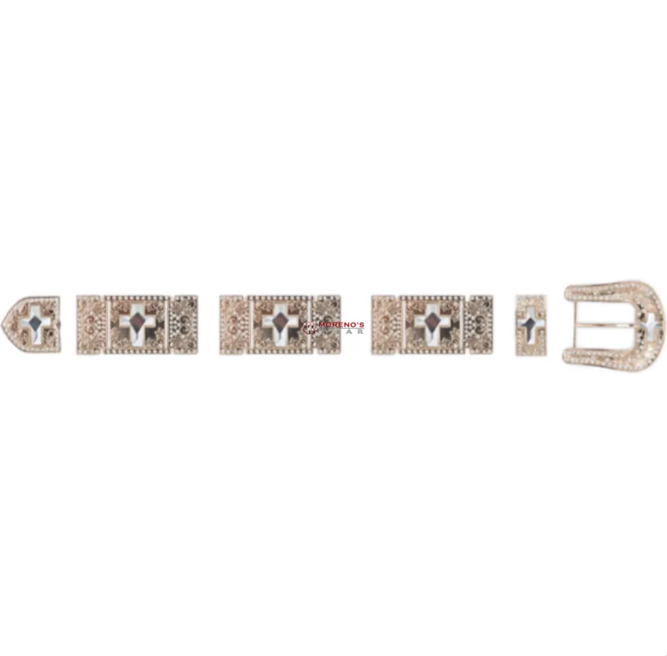 Los Altos Buckle Set Gold Bracket Set With Cross Stones