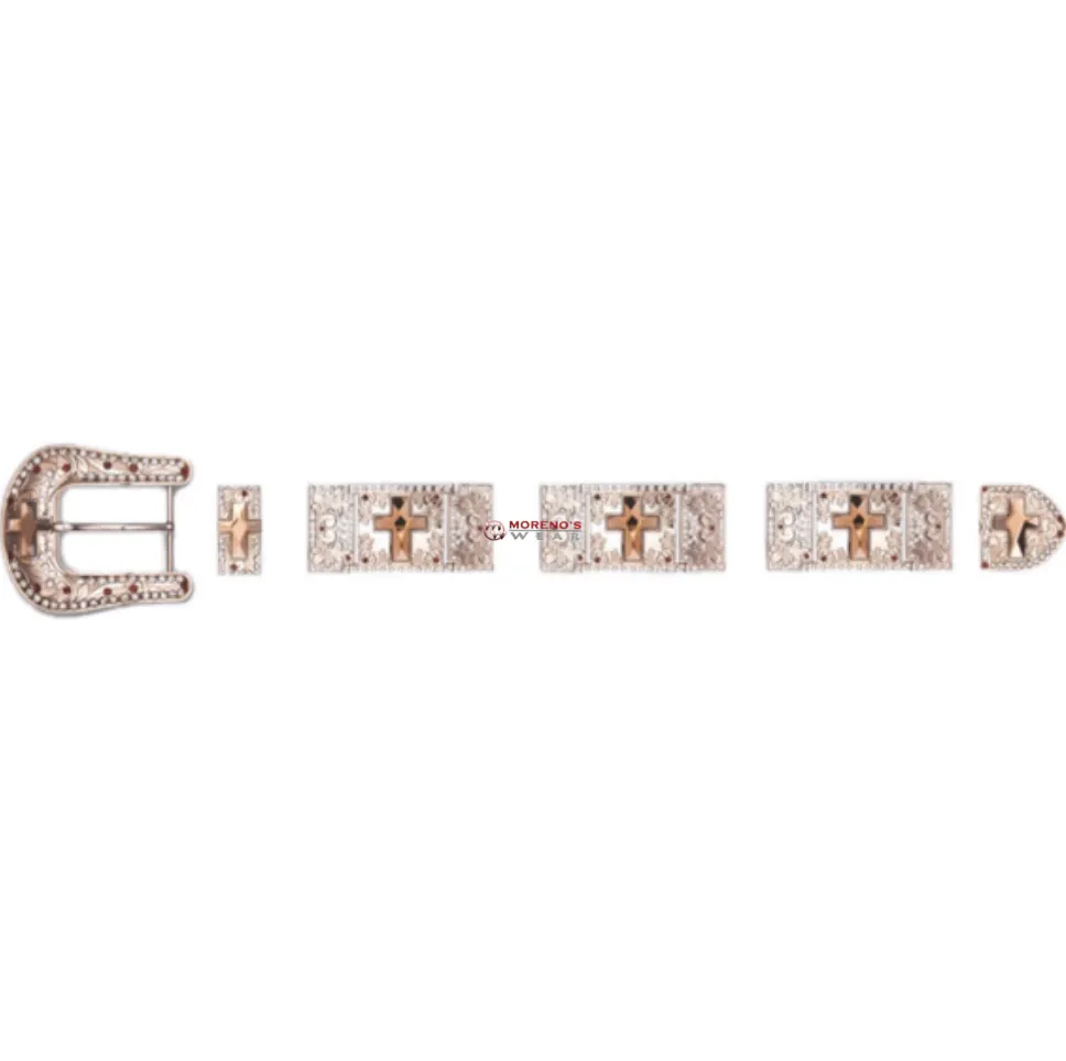 Los Altos Buckle Set Gold Bracket Set With Cross Stones