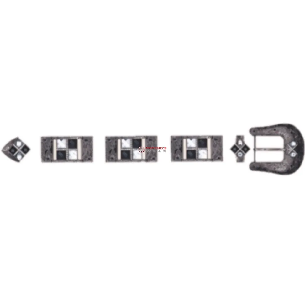 Los Altos Dark Silver Buckle Set With 4 Stones