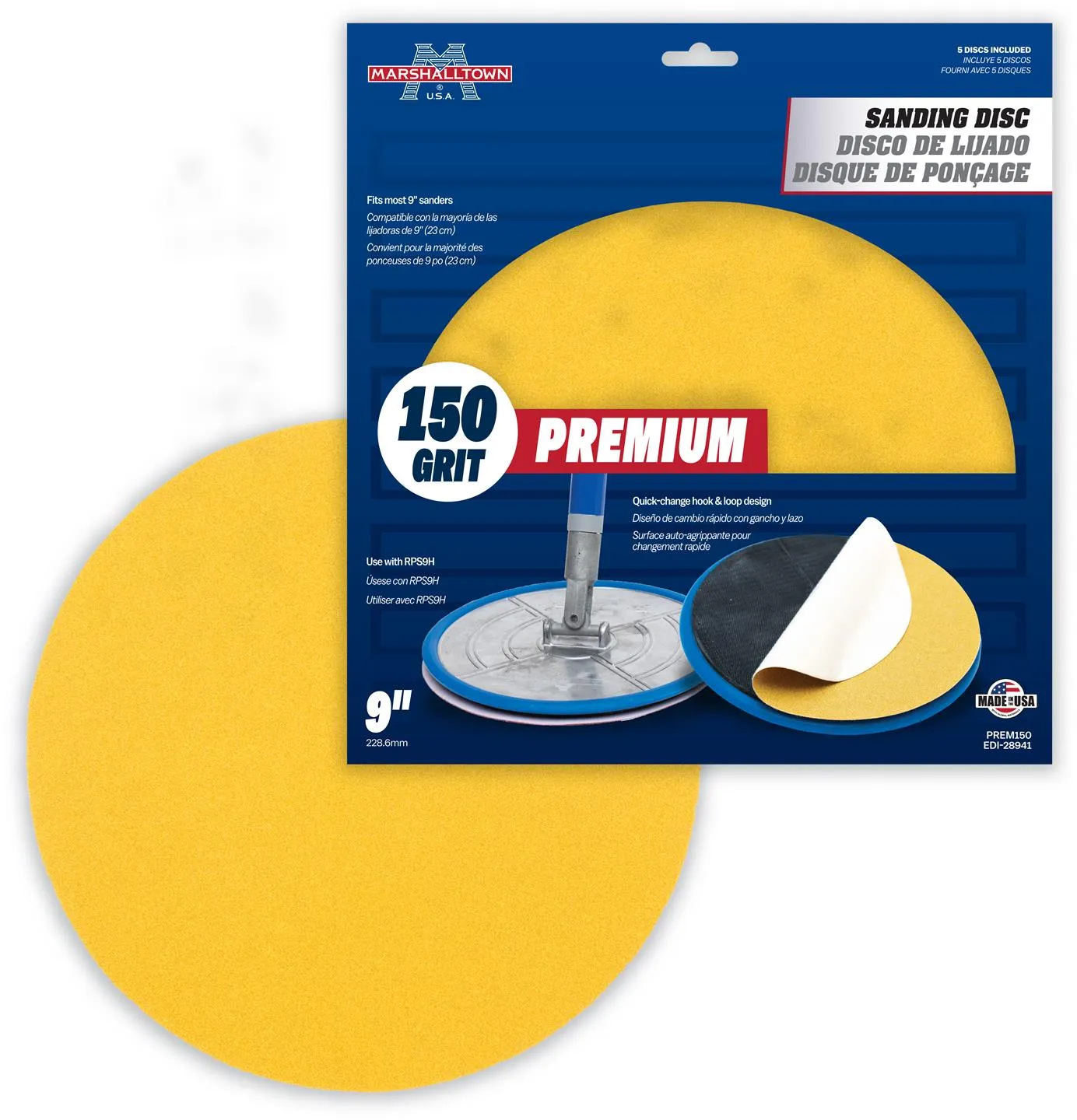 Marshalltown 9" Round Premium Grade Drywall Sanding Discs (5 Pack)