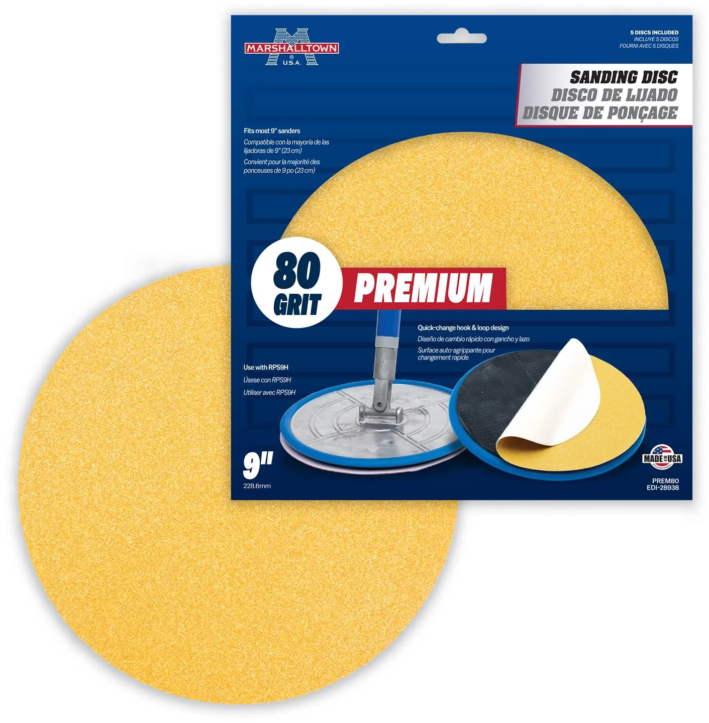 Marshalltown 9" Round Premium Grade Drywall Sanding Discs (5 Pack)
