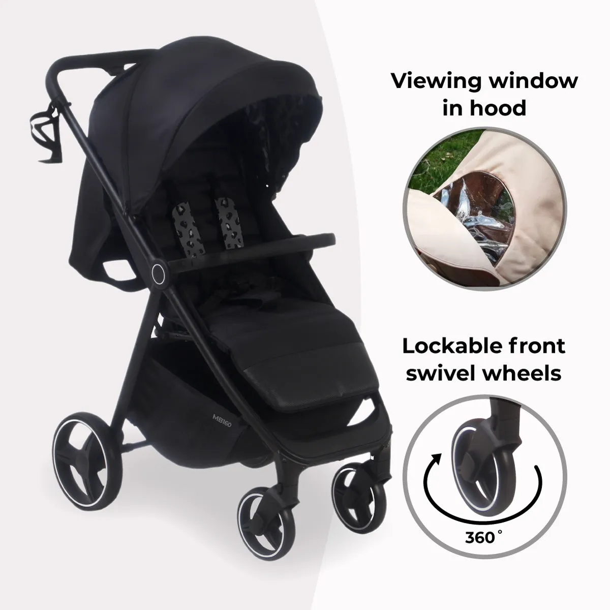 MB160 Plus Pushchair - Black Leopard