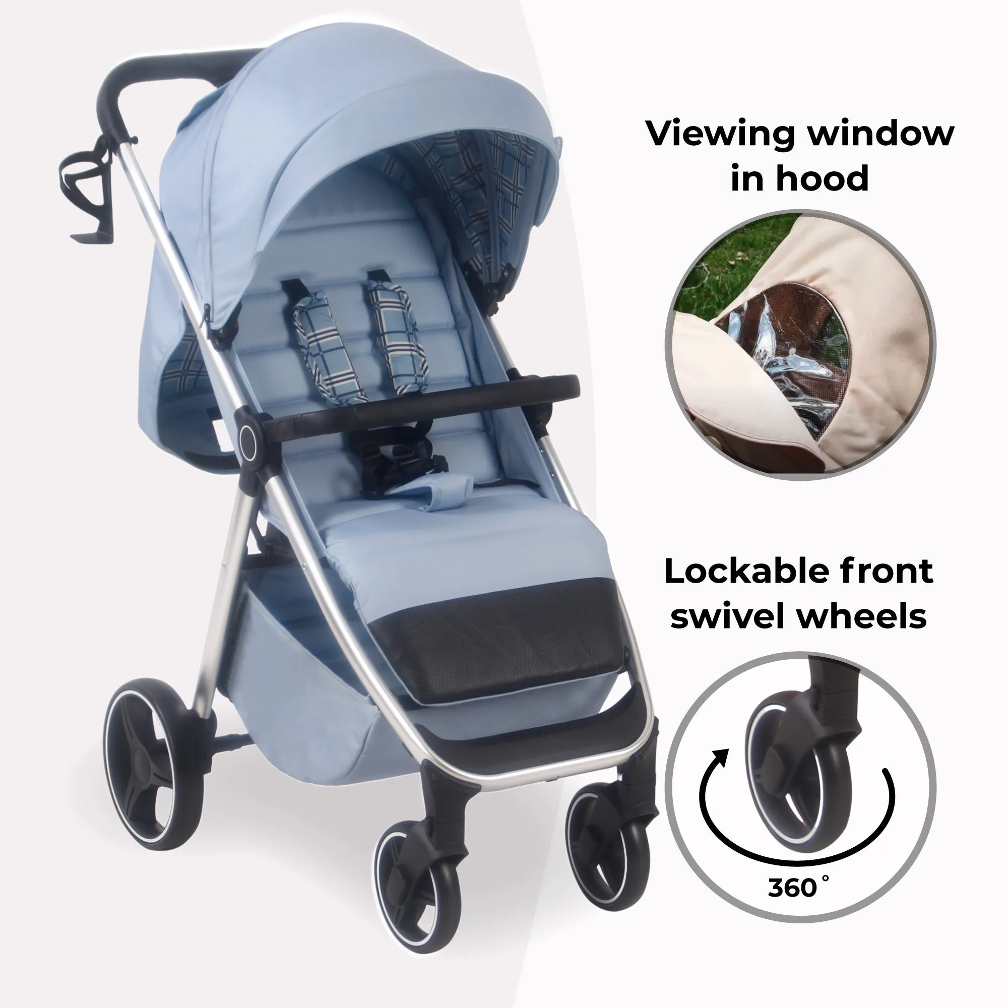 MB160 Plus Pushchair - Blue Plaid