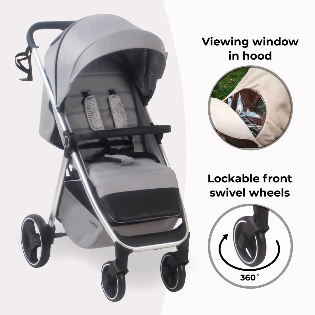 MB160 Plus Pushchair - Grey Tropical