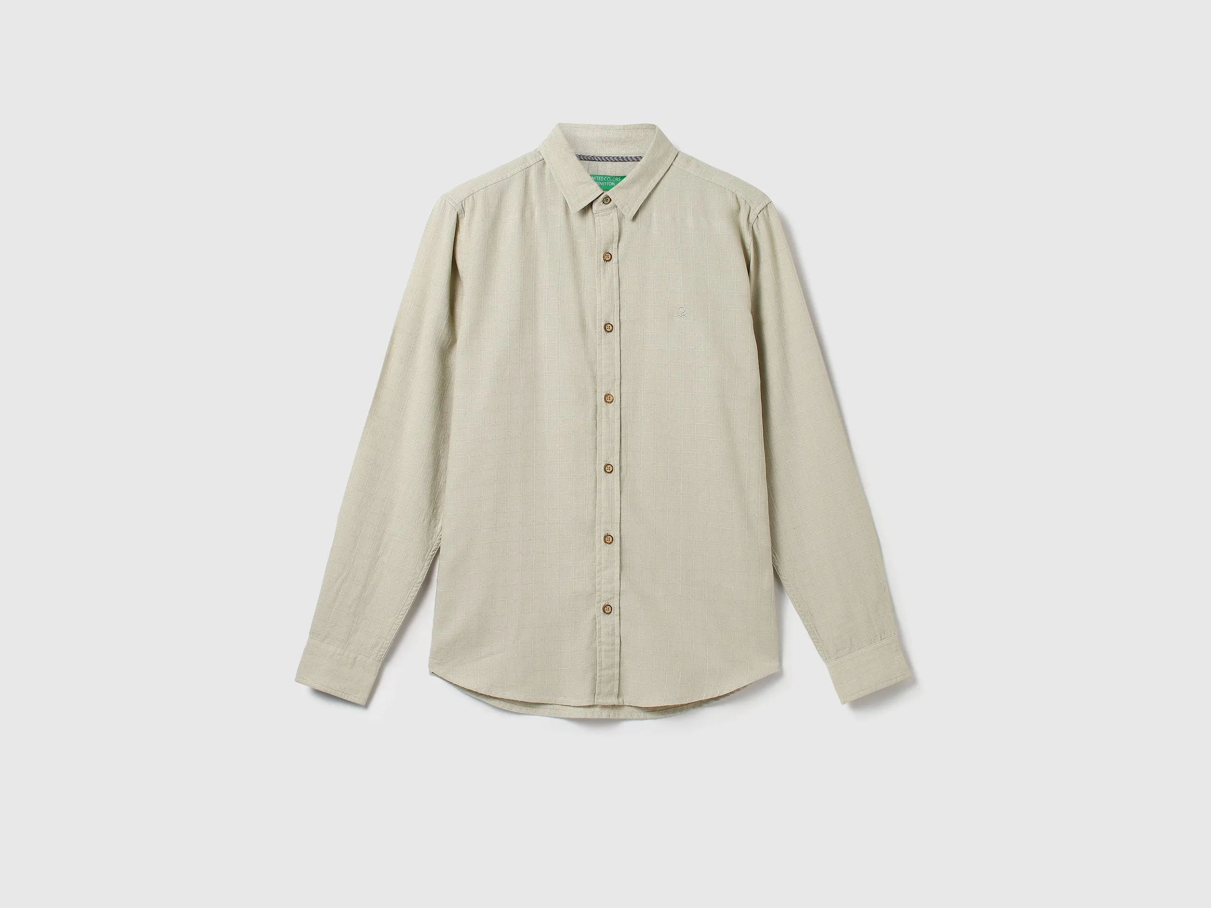 Men Checked Spread Collar Shirt