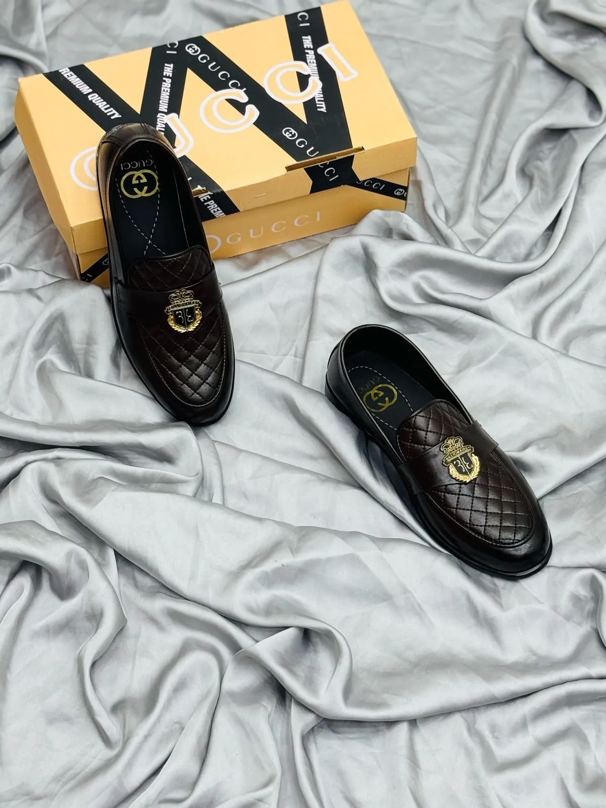 Men's Luxury Suede Loafers with Gold Buckle