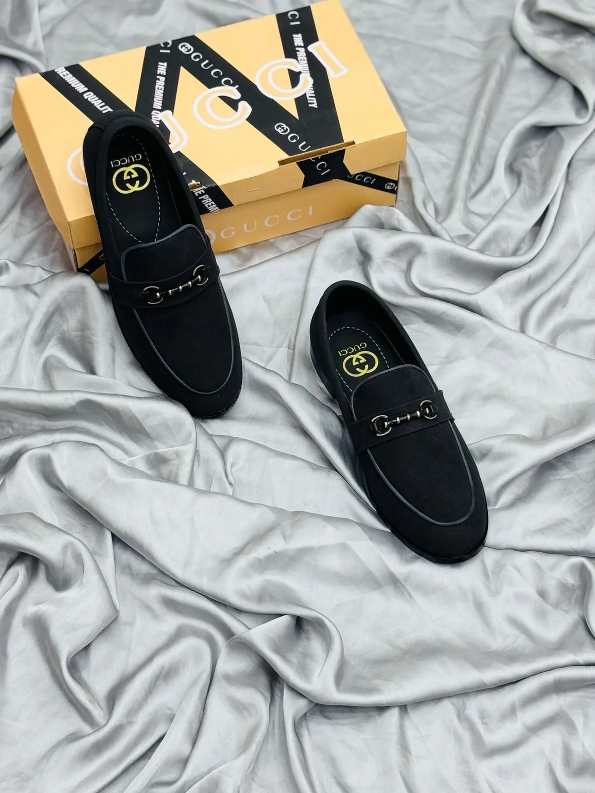 Men's Luxury Suede Loafers with Gold Buckle