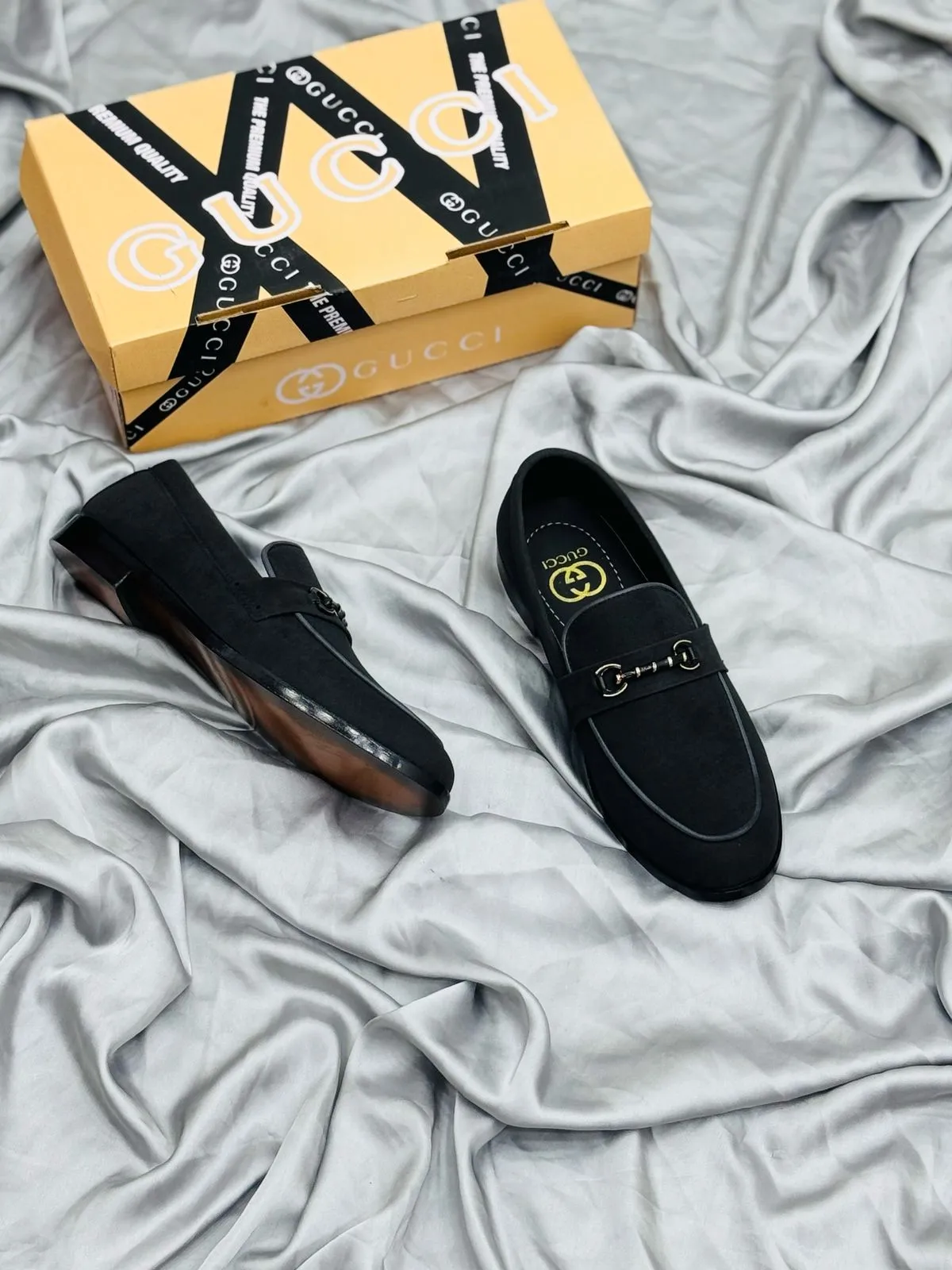 Men's Luxury Suede Loafers with Gold Buckle