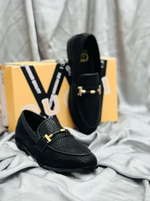 Men’s Luxury Suede Loafers with Gold Buckle