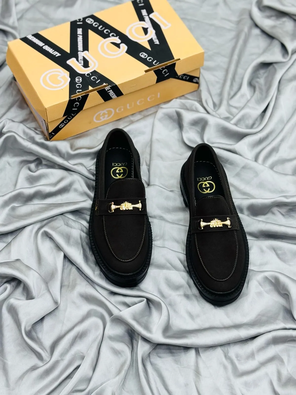 Men’s Luxury Suede Loafers with Gold Buckle