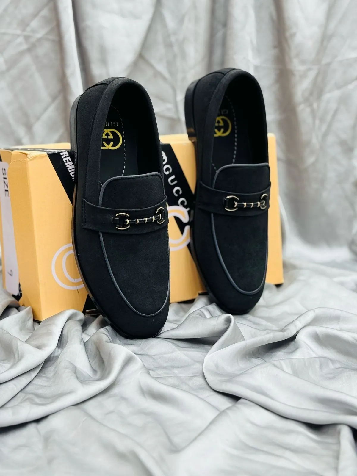 Men's Luxury Suede Loafers with Gold Buckle