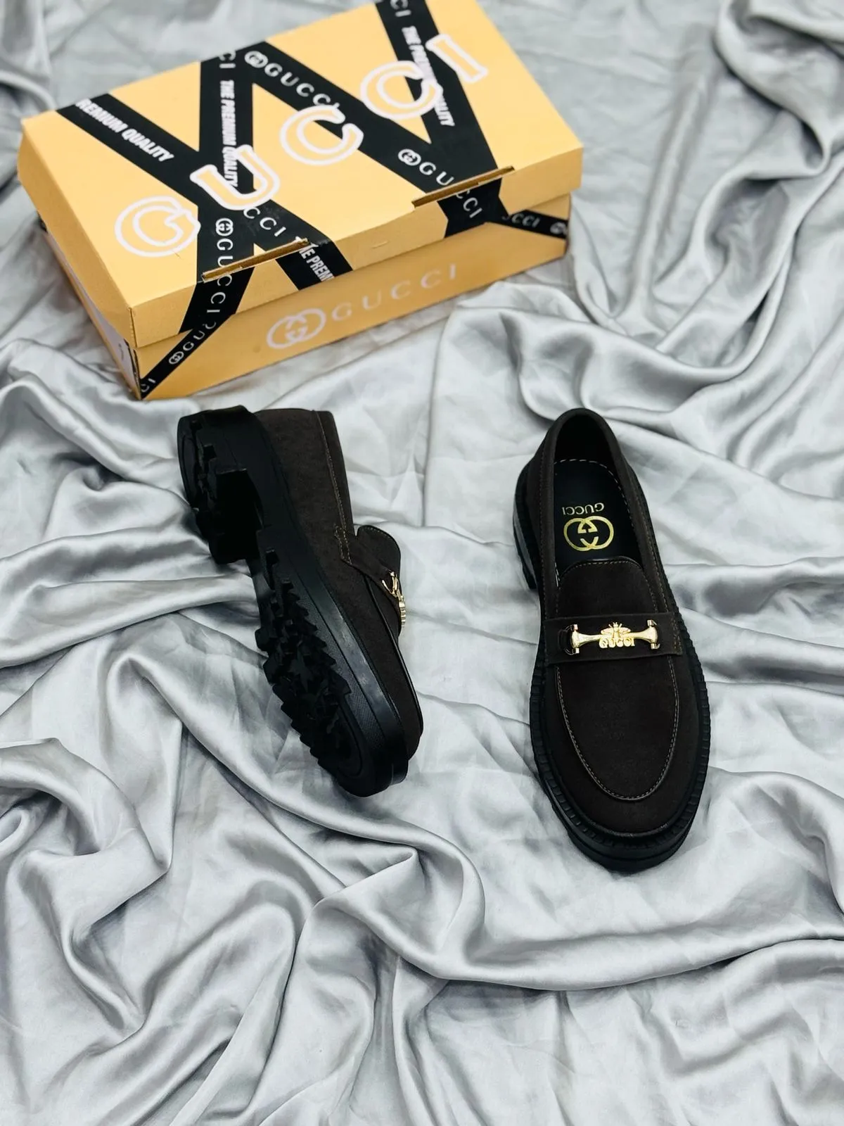 Men’s Luxury Suede Loafers with Gold Buckle