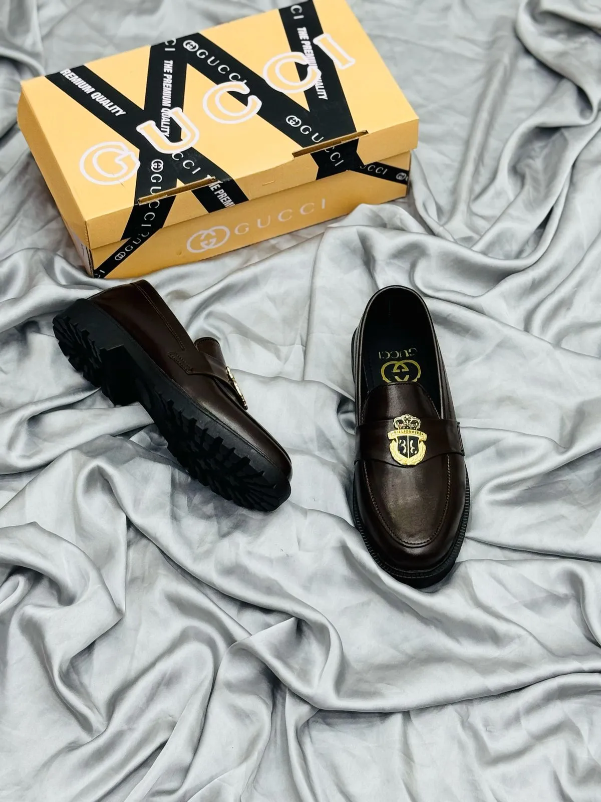 Men's Luxury Suede Loafers with Gold Buckle