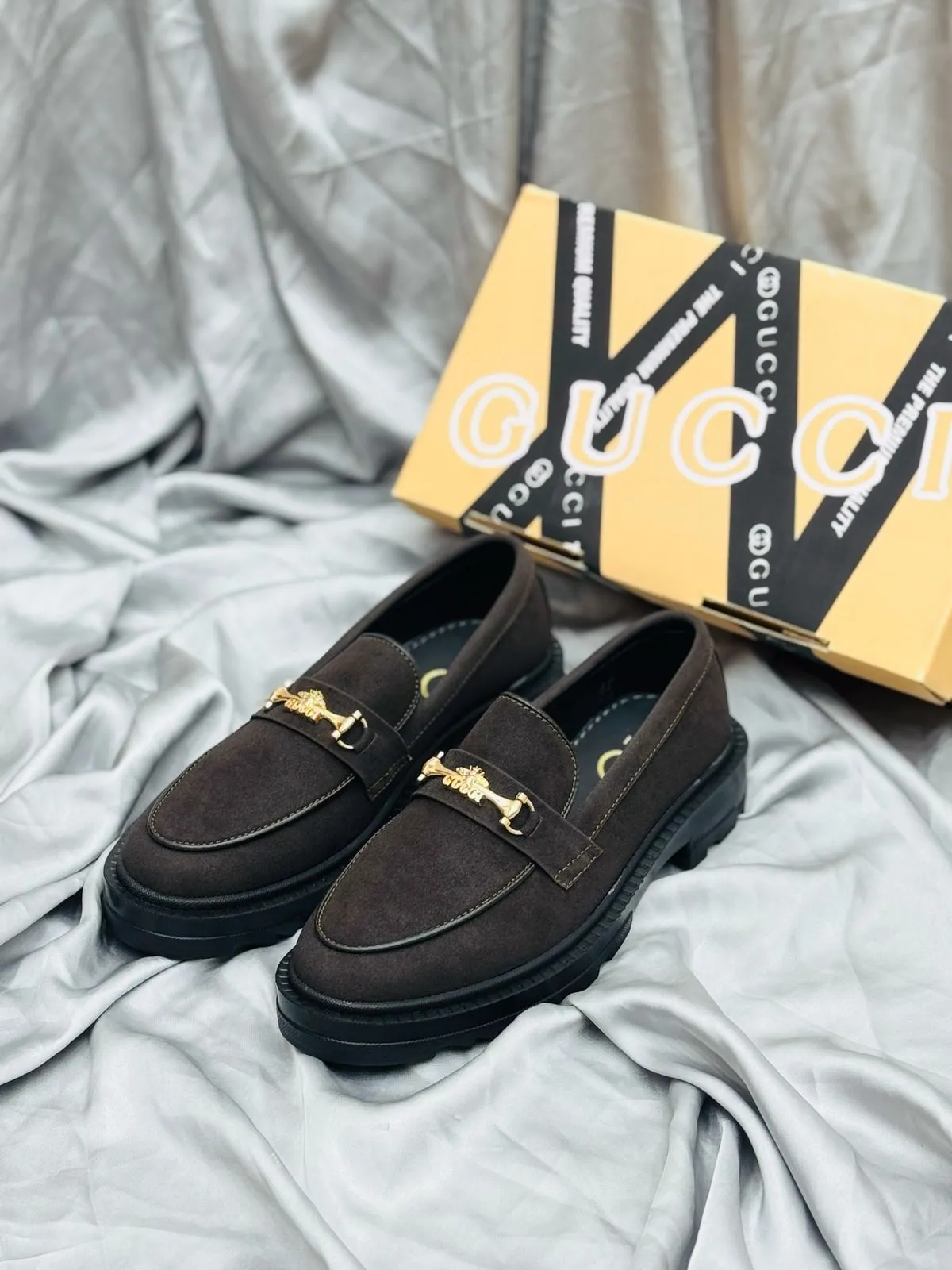 Men’s Luxury Suede Loafers with Gold Buckle