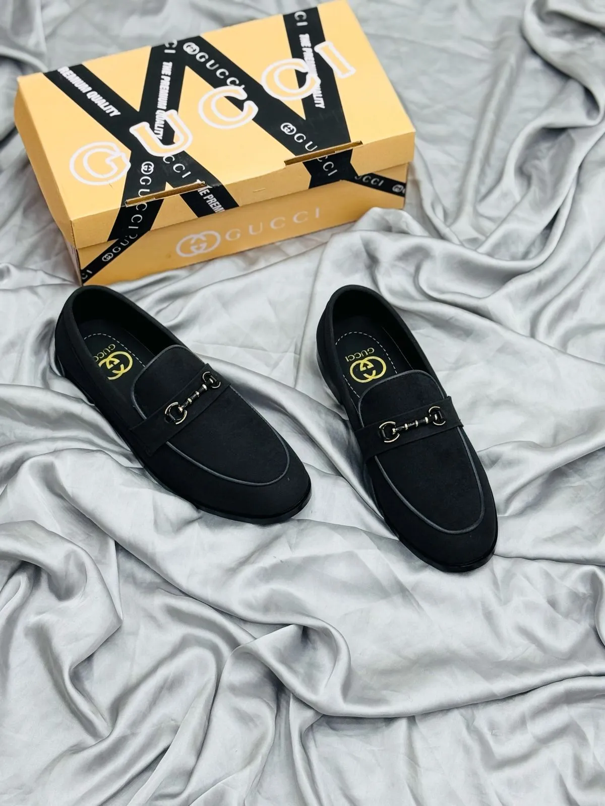 Men's Luxury Suede Loafers with Gold Buckle