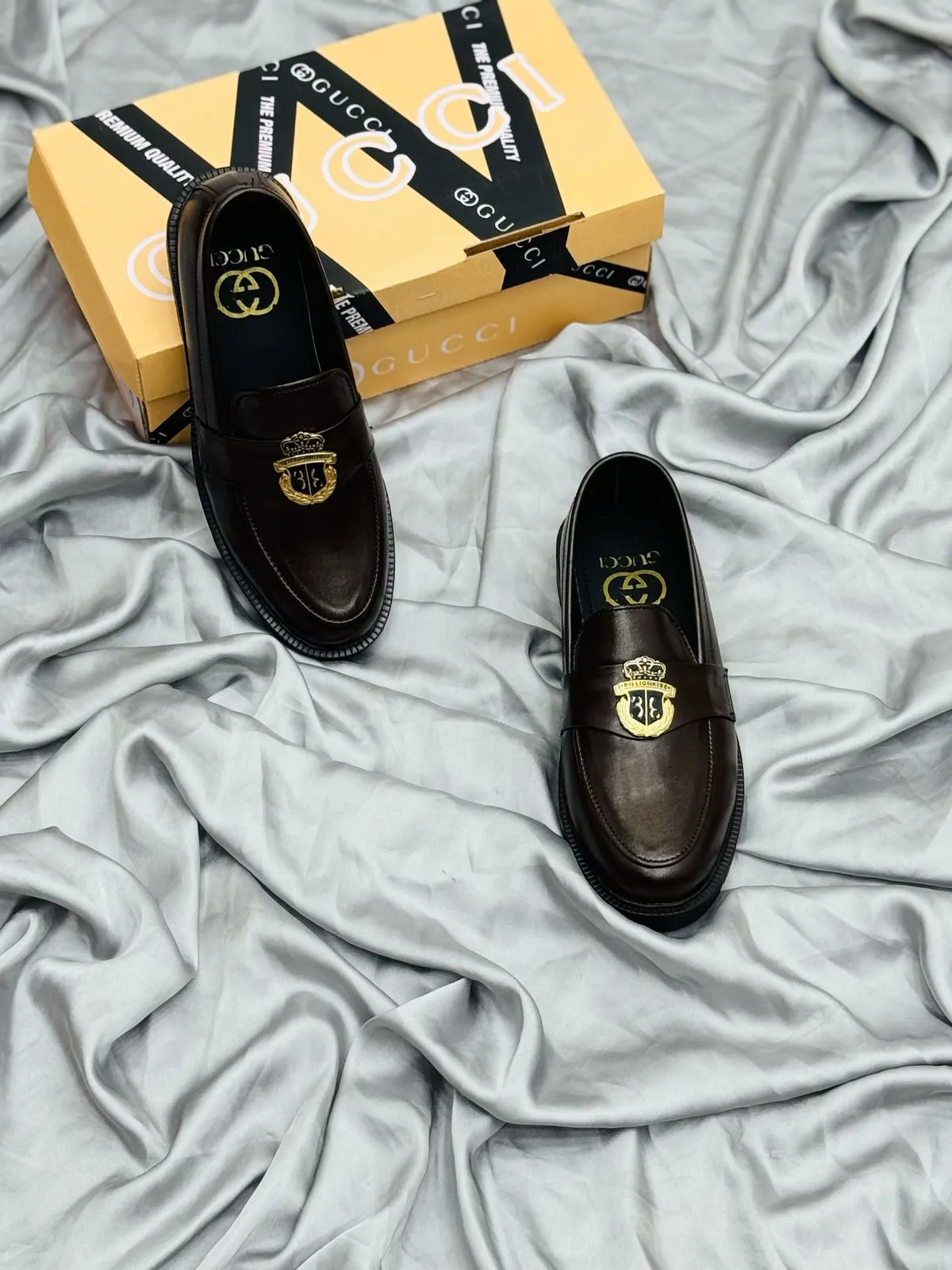Men's Luxury Suede Loafers with Gold Buckle