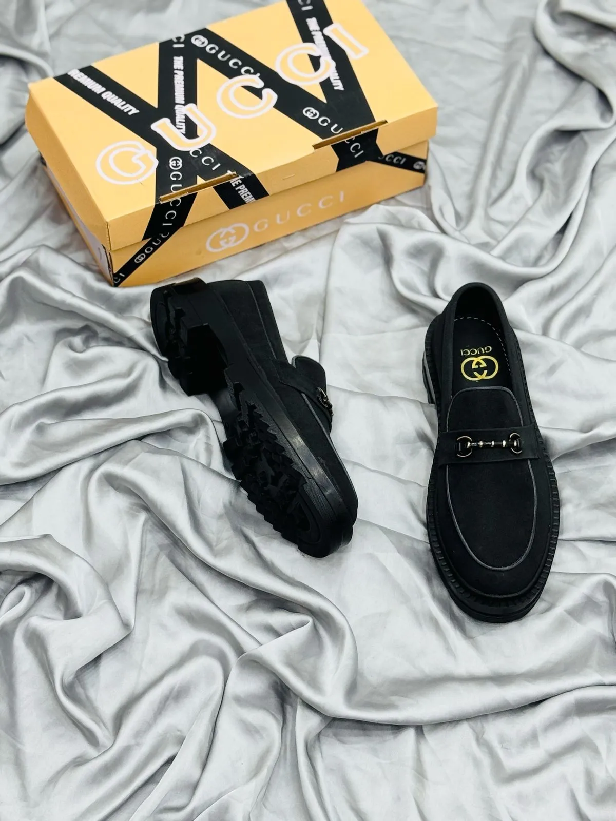 Men's Luxury Suede Loafers with Gold Buckle