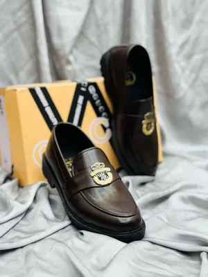Men's Luxury Suede Loafers with Gold Buckle
