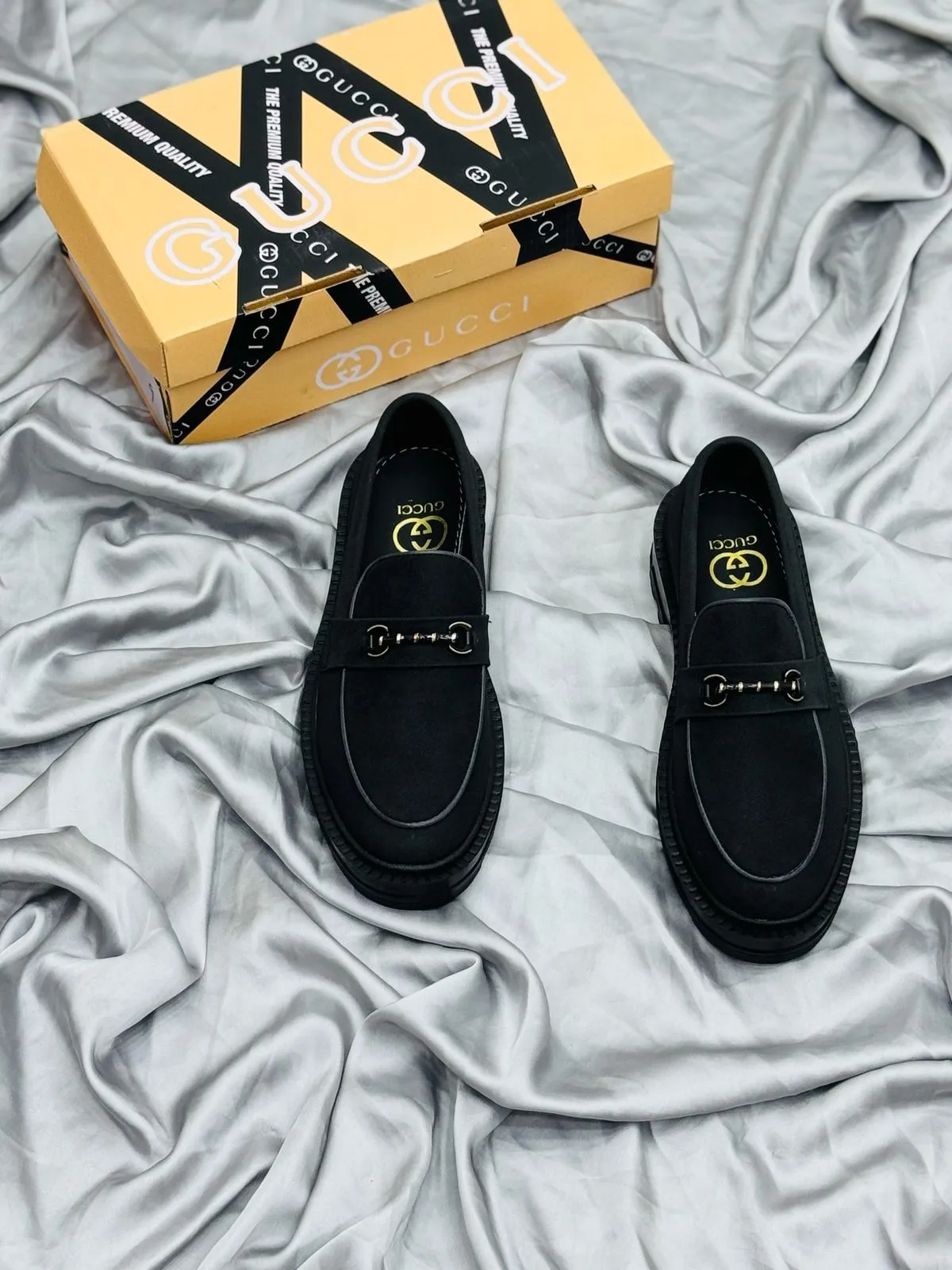 Men's Luxury Suede Loafers with Gold Buckle