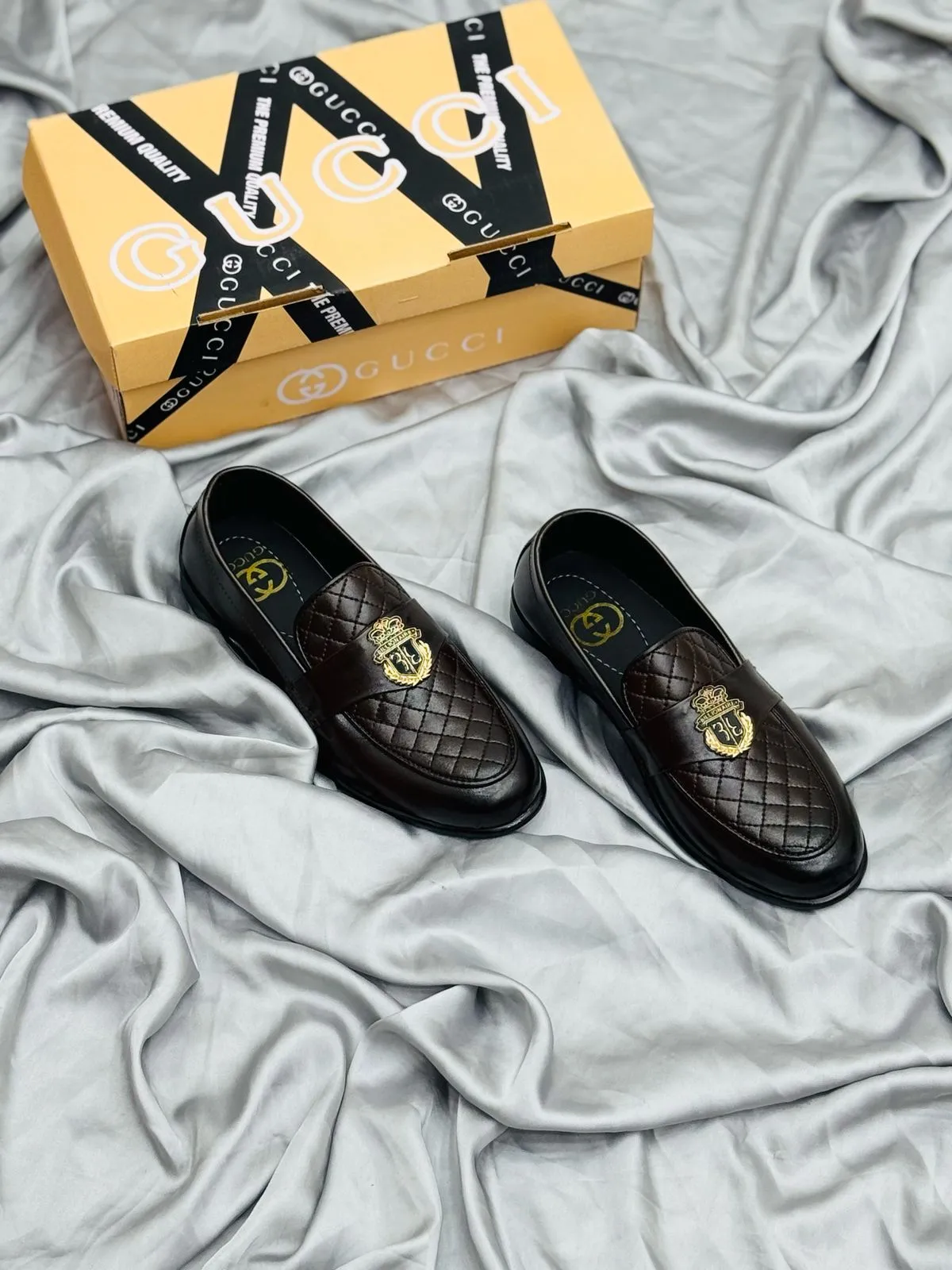 Men's Luxury Suede Loafers with Gold Buckle
