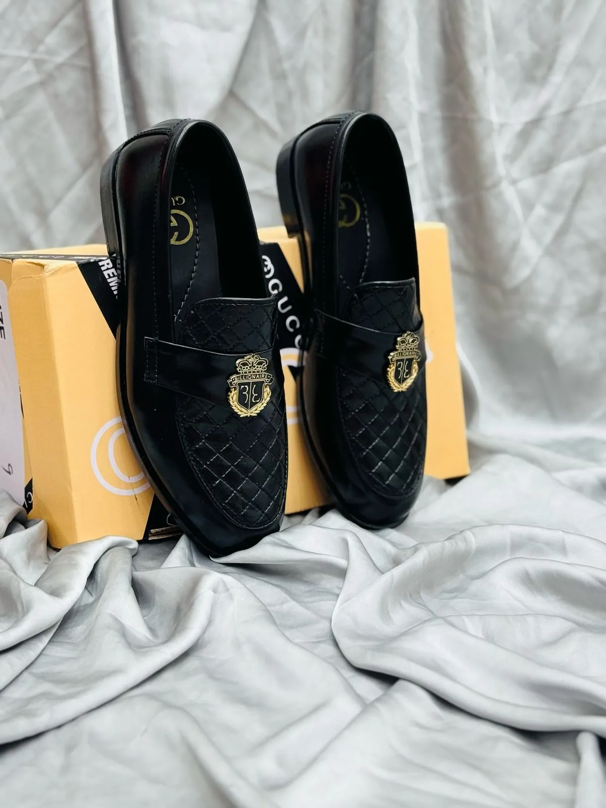 Men's Luxury Suede Loafers with Gold Buckle