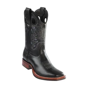 Men's Wild West PullUp With Rubber Sole Boots Wide Square Toe