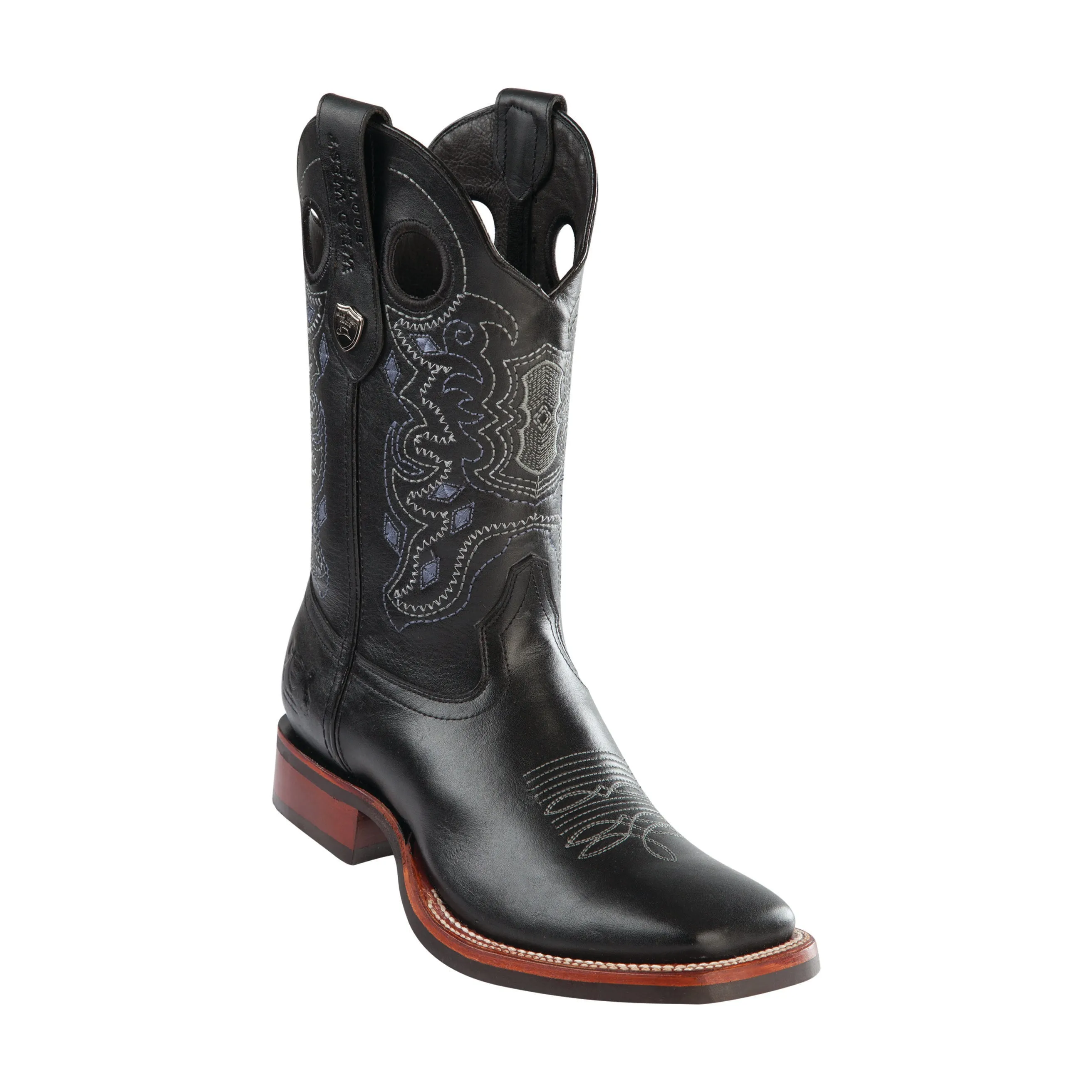 Men's Wild West PullUp With Rubber Sole Boots Wide Square Toe