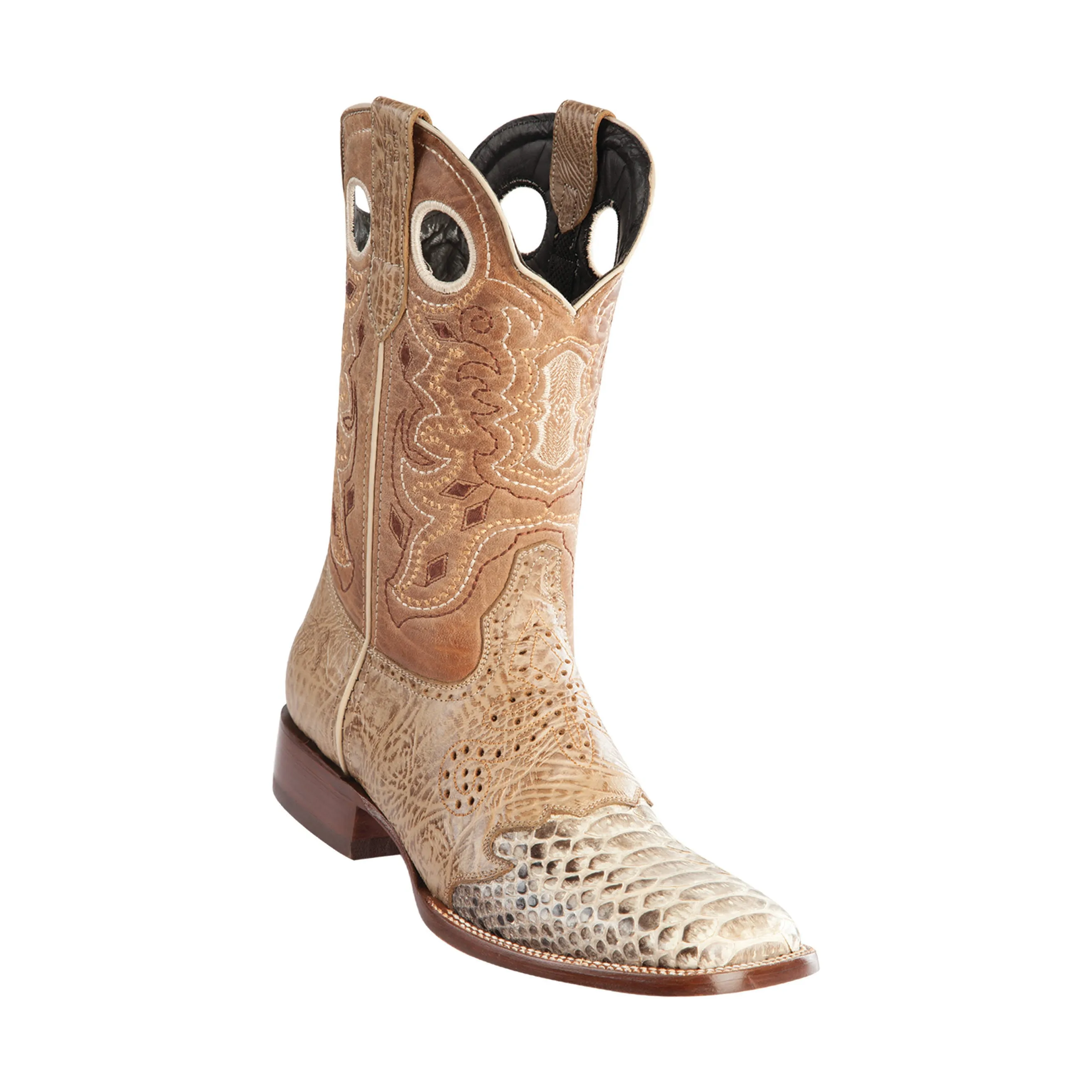 Men's Wild West Python Saddle Boots Wide Square Toe