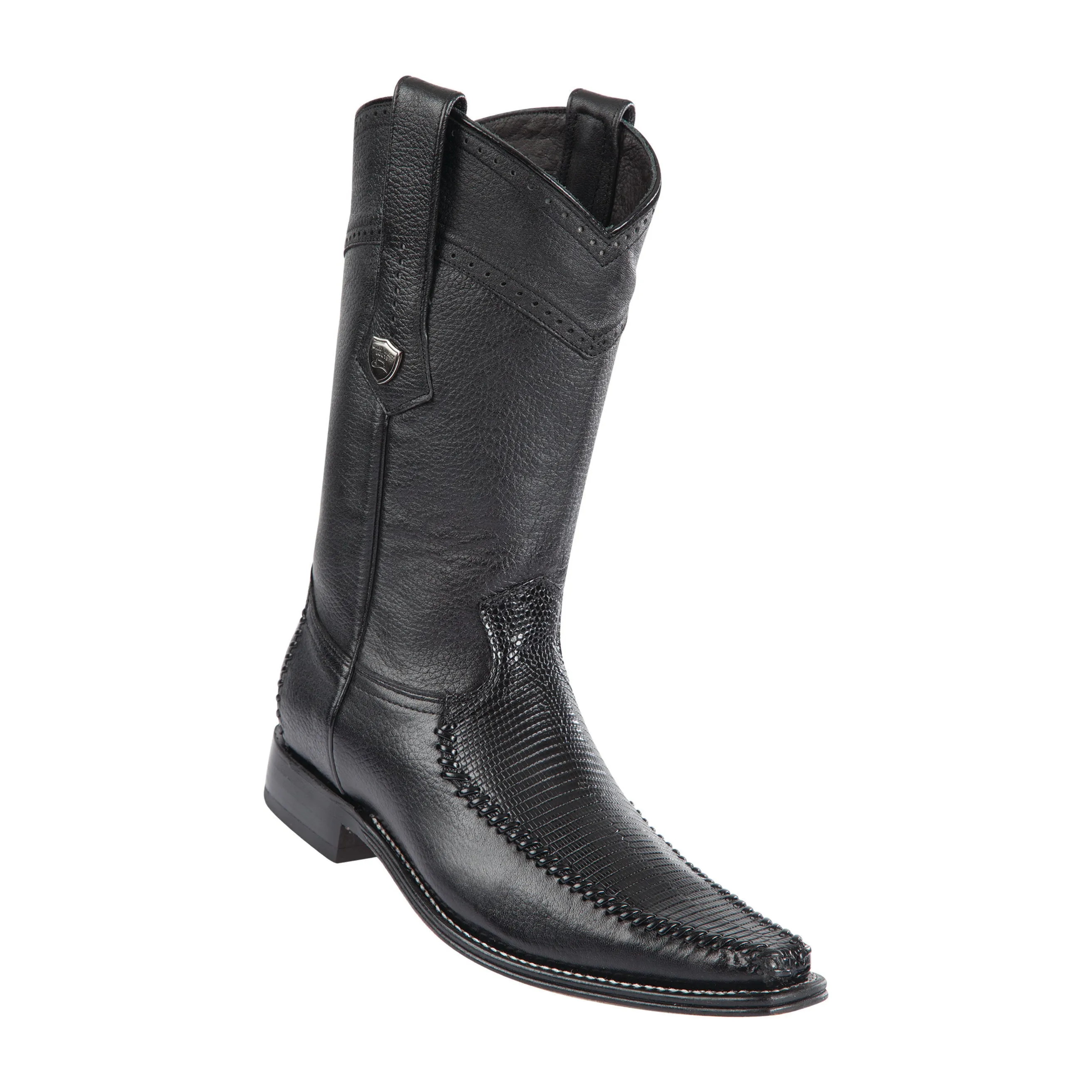 Men's Wild West Ring Lizard With Deer Boots European Square Toe