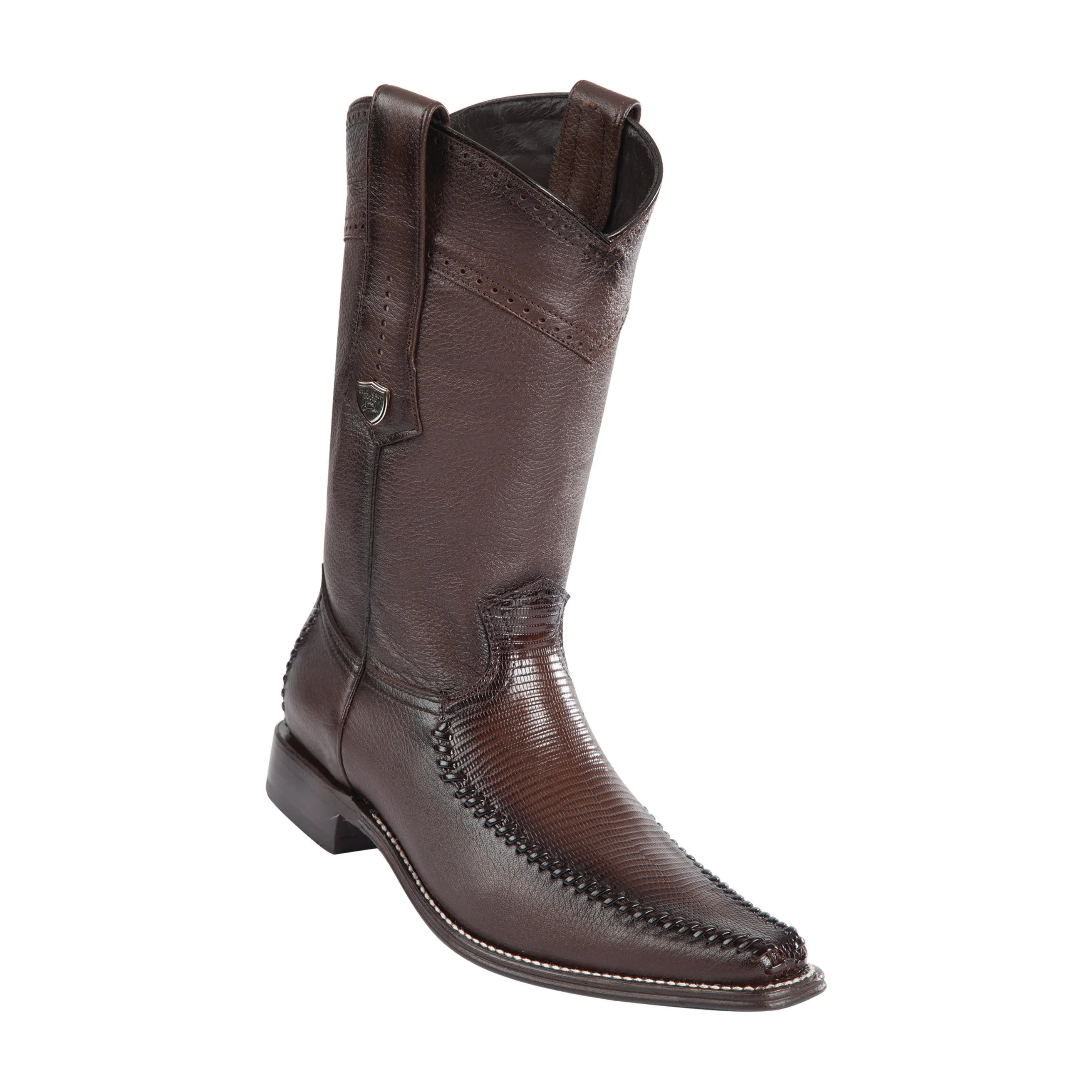 Men's Wild West Ring Lizard With Deer Boots European Square Toe