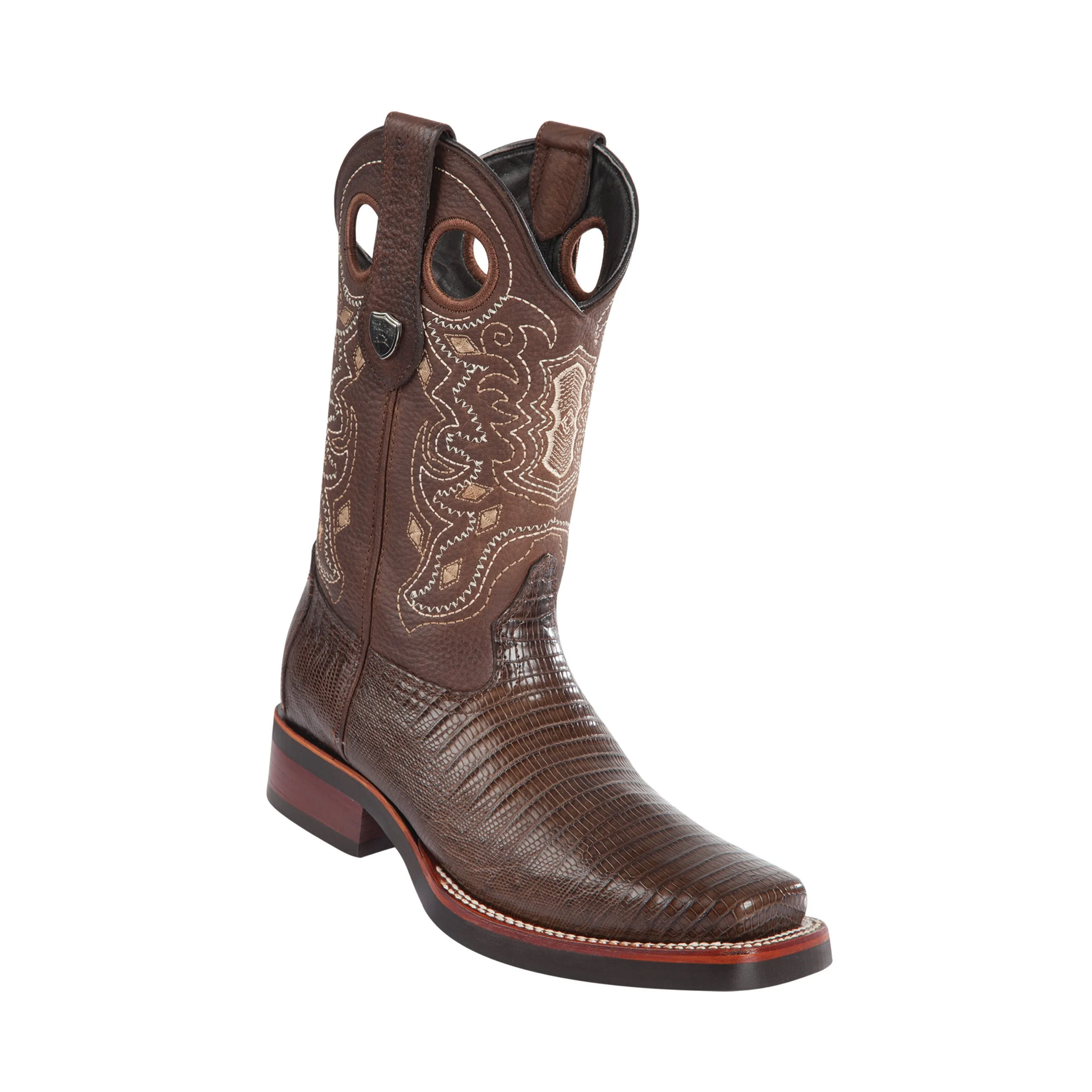 Men's Wild West Teju Lizard With Rubber Sole Boots Square Toe