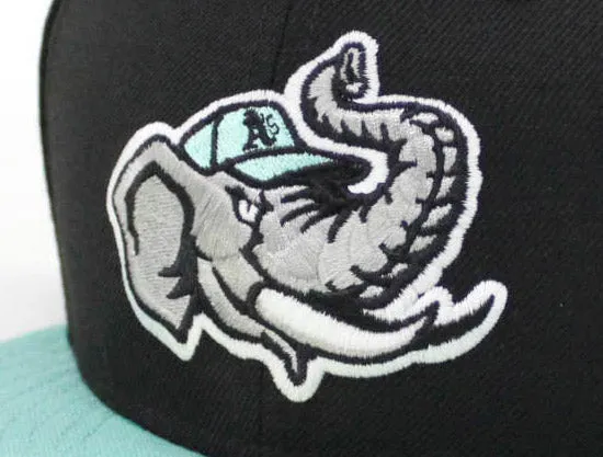 Modesto Athletics New Era 59FIFTY Fitted Hat (Nike Air Foamposite Pro Island Green 2017 Aqua Black Gray Under Brim)