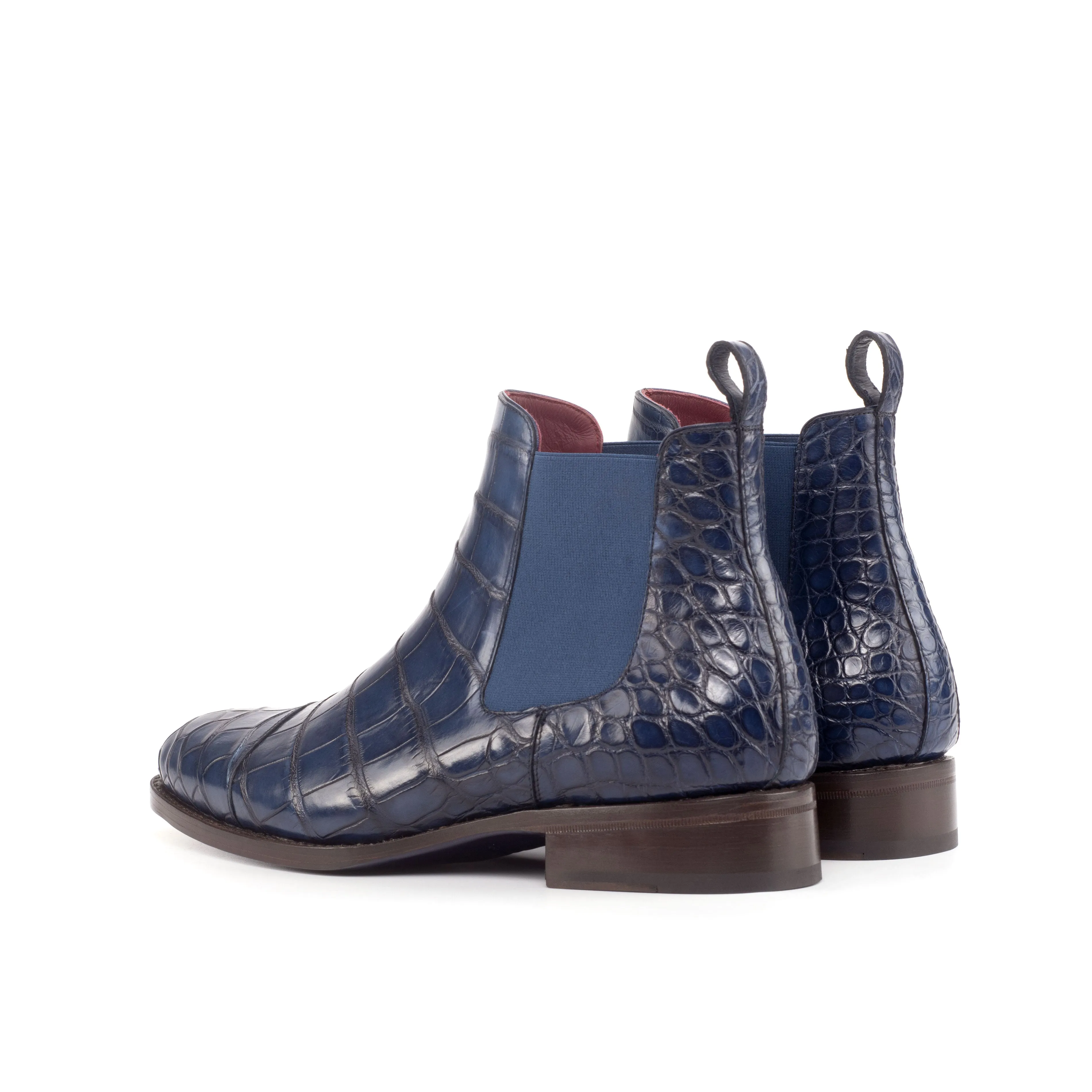 Navy Alligator Chelsea Boots