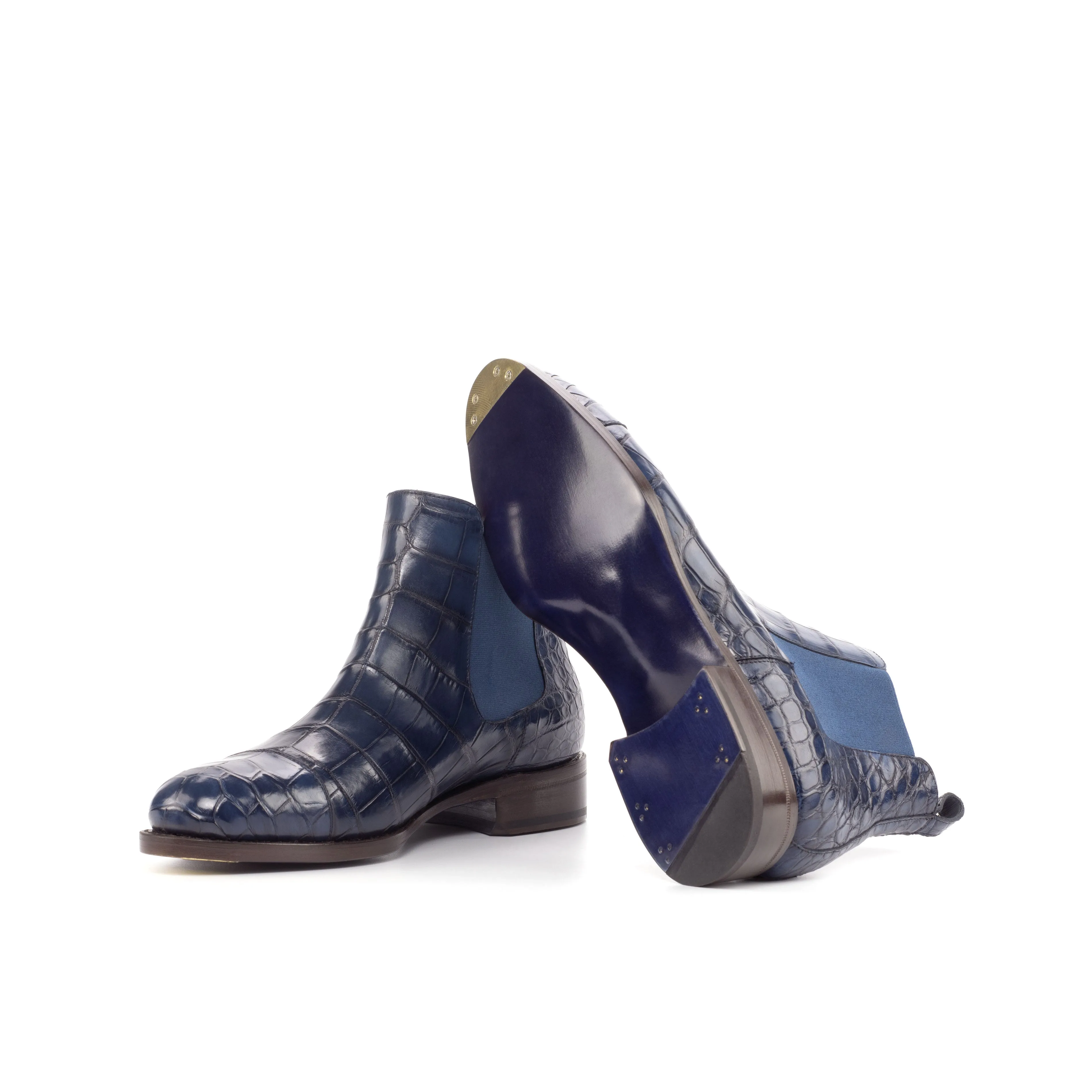 Navy Alligator Chelsea Boots