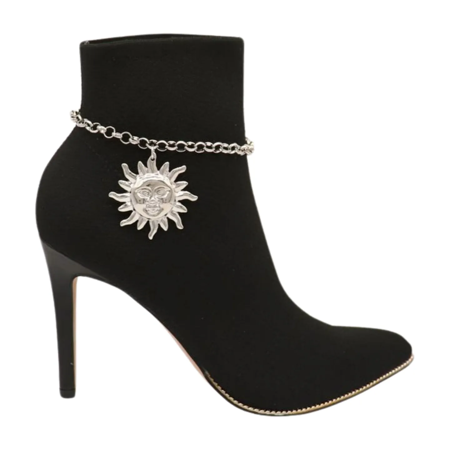 New Women Silver Metal Chain Boot Bracelet Shoe Sun Charm