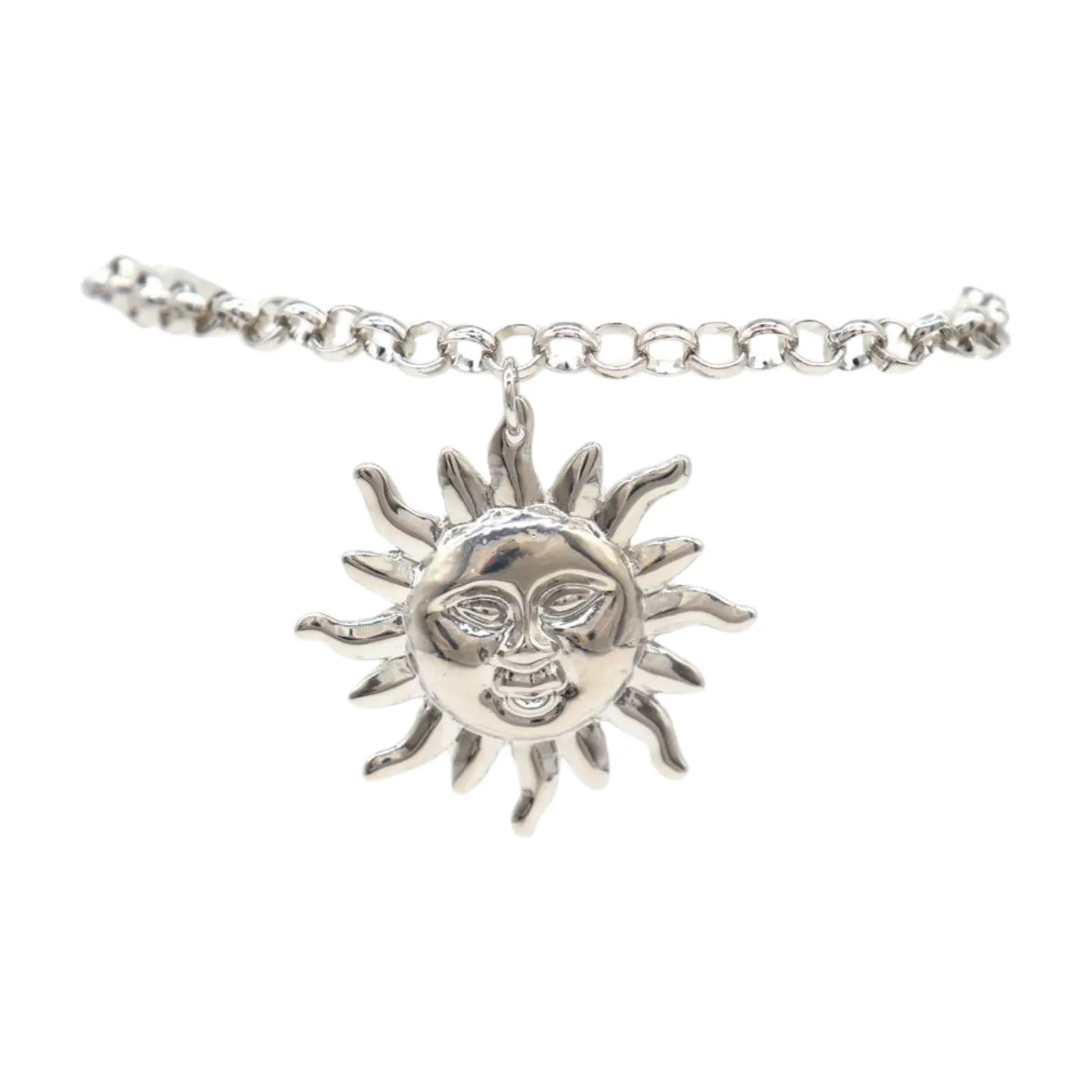 New Women Silver Metal Chain Boot Bracelet Shoe Sun Charm