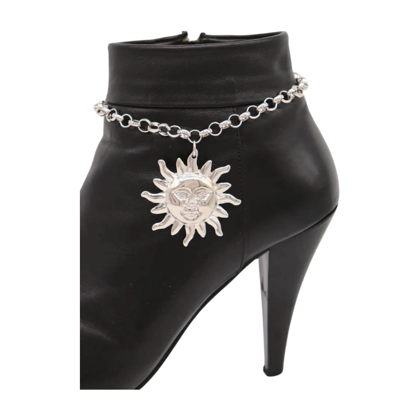 New Women Silver Metal Chain Boot Bracelet Shoe Sun Charm