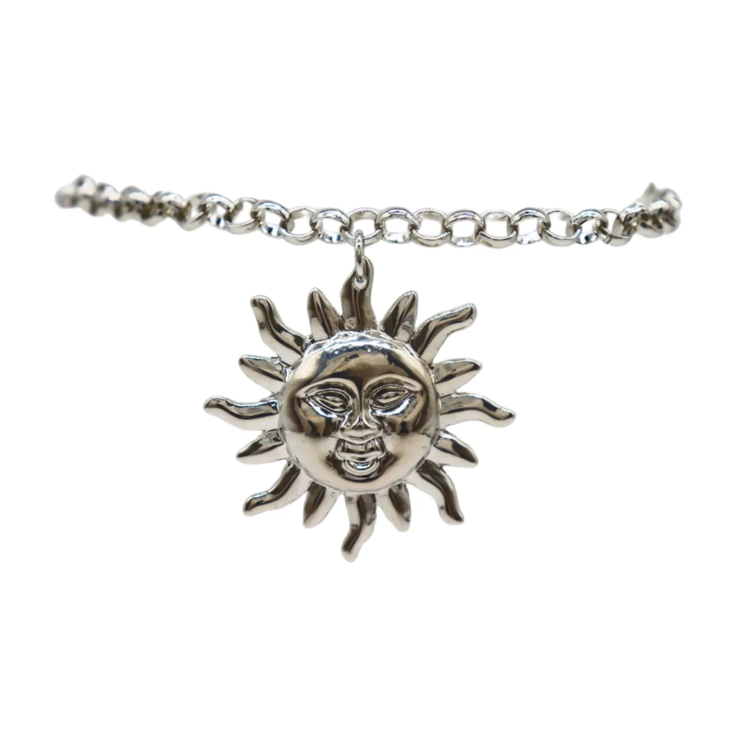 New Women Silver Metal Chain Boot Bracelet Shoe Sun Charm