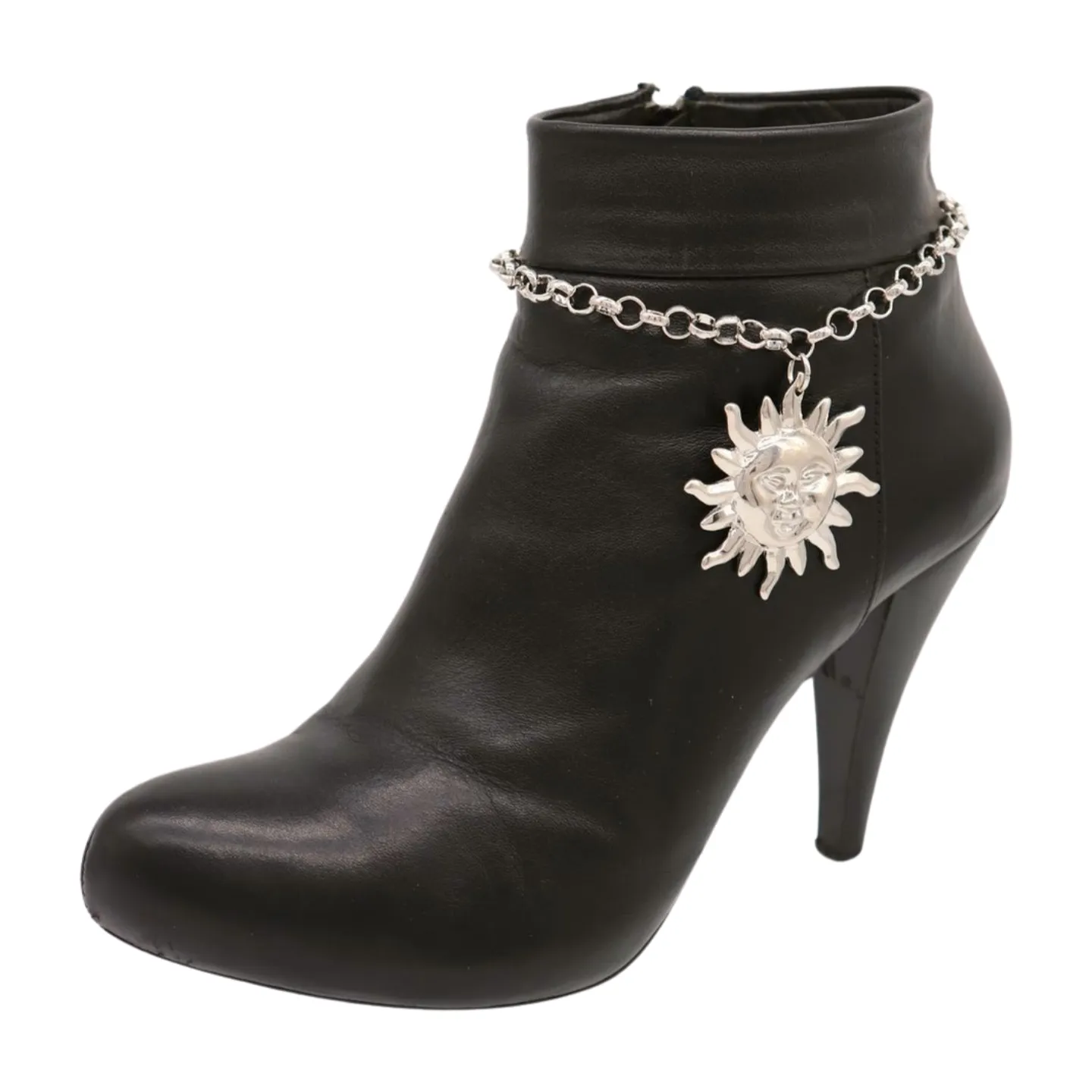 New Women Silver Metal Chain Boot Bracelet Shoe Sun Charm
